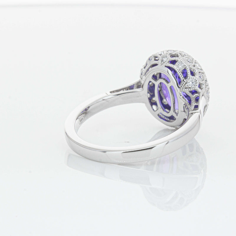 18ct White Gold 3.64ct Tanzanite & Diamond Dulce Ring-Ring-Walker & Hall