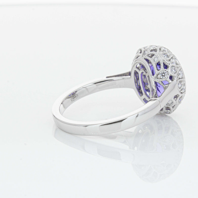 18ct White Gold 3.64ct Tanzanite & Diamond Dulce Ring-Ring-Walker & Hall