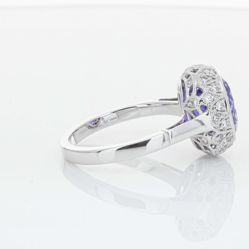18ct White Gold 3.64ct Tanzanite & Diamond Dulce Ring-Ring-Walker & Hall