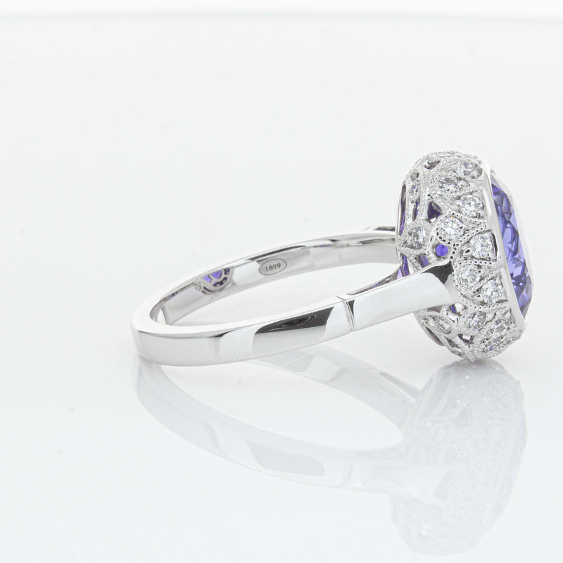 18ct White Gold 3.64ct Tanzanite & Diamond Dulce Ring-Ring-Walker & Hall