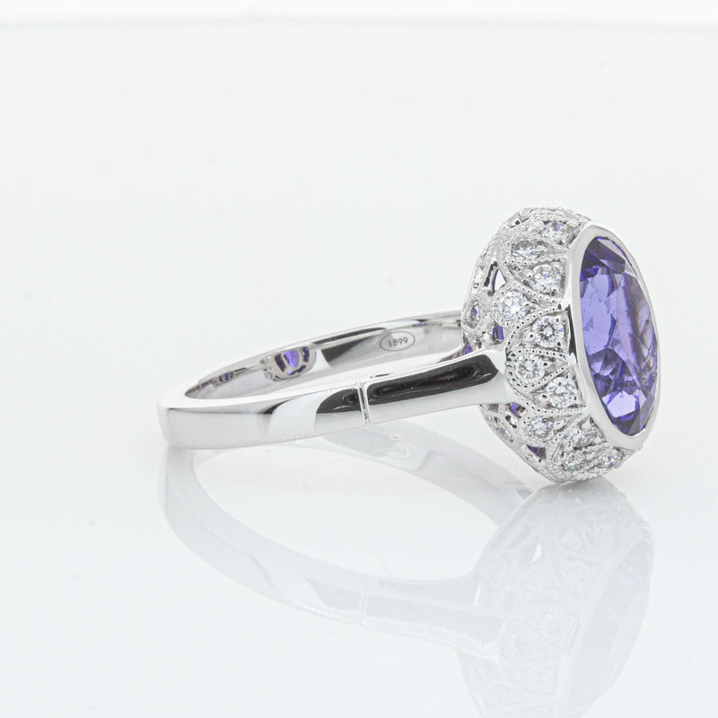 18ct White Gold 3.64ct Tanzanite & Diamond Dulce Ring-Ring-Walker & Hall