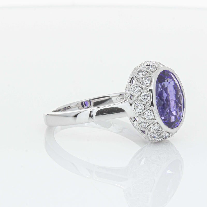 18ct White Gold 3.64ct Tanzanite & Diamond Dulce Ring-Ring-Walker & Hall