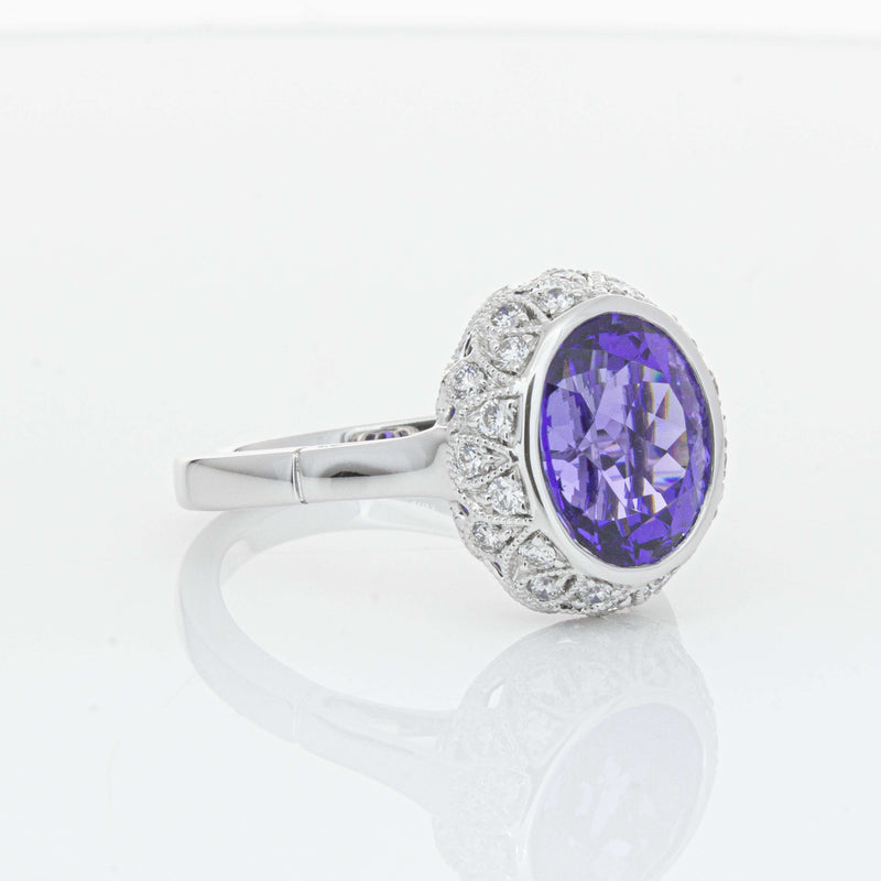 18ct White Gold 3.64ct Tanzanite & Diamond Dulce Ring-Ring-Walker & Hall