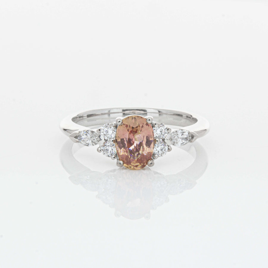 18ct White Gold 1.06ct Pink Sapphire & Diamond Oriana Ring-Ring-Walker & Hall