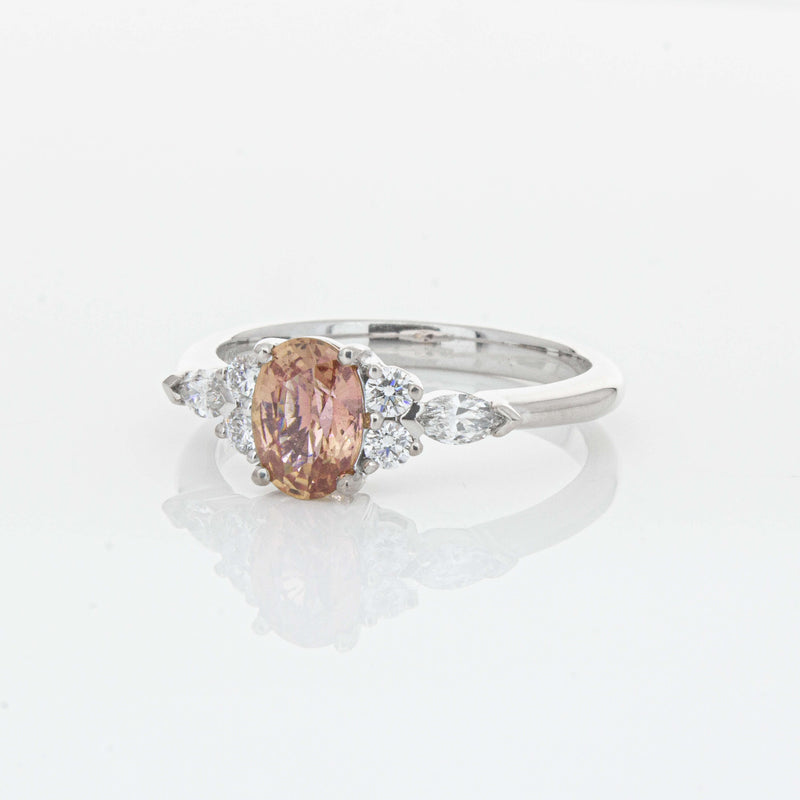 18ct White Gold 1.06ct Pink Sapphire & Diamond Oriana Ring-Ring-Walker & Hall