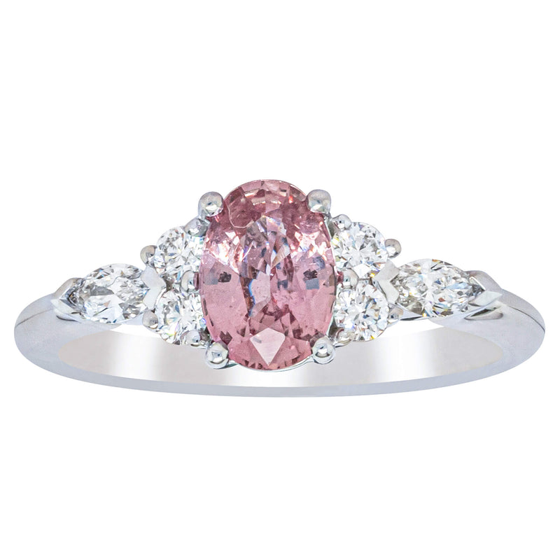 18ct White Gold 1.06ct Pink Sapphire & Diamond Oriana Ring-Ring-Walker & Hall