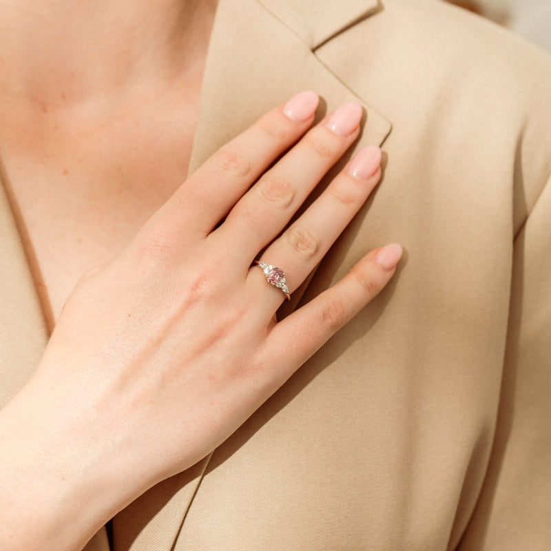 18ct White Gold 1.06ct Pink Sapphire & Diamond Oriana Ring-Ring-Walker & Hall