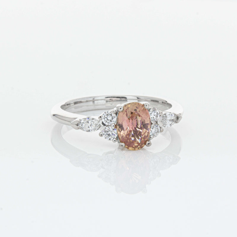 18ct White Gold 1.06ct Pink Sapphire & Diamond Oriana Ring-Ring-Walker & Hall