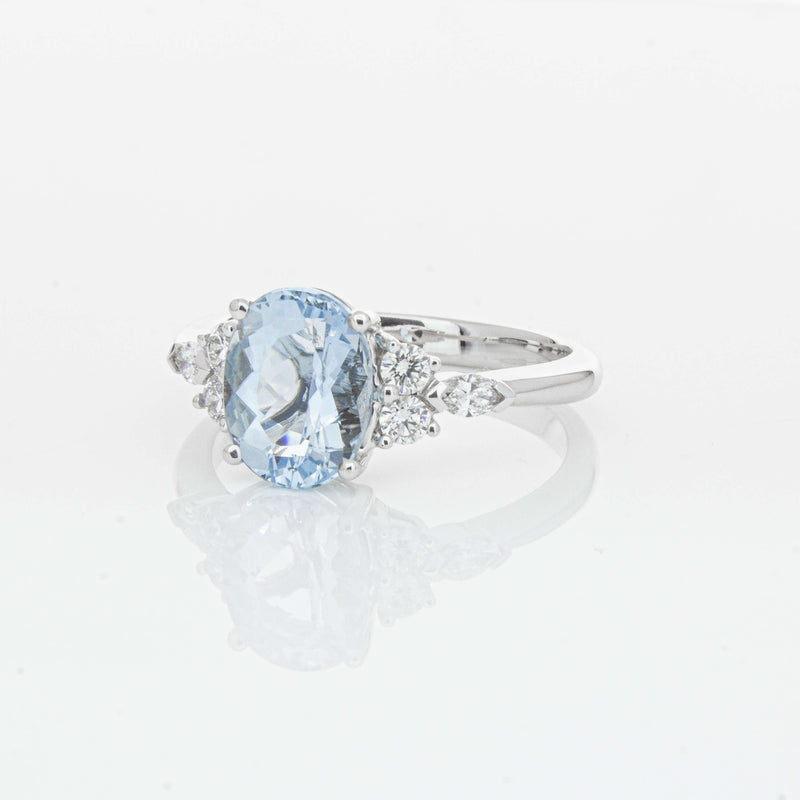 18ct White Gold 1.90ct Aquamarine & Diamond Oriana Ring-Ring-Walker & Hall