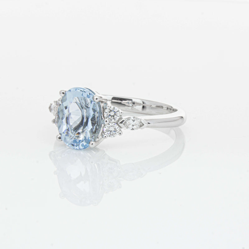18ct White Gold 1.90ct Aquamarine & Diamond Oriana Ring-Ring-Walker & Hall