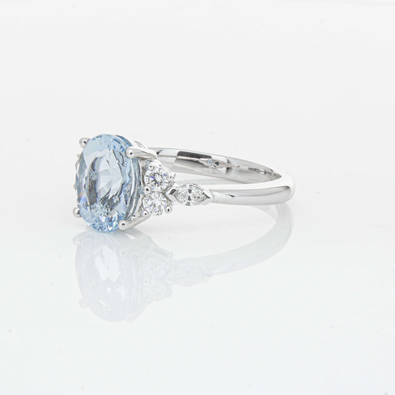 18ct White Gold 1.90ct Aquamarine & Diamond Oriana Ring-Ring-Walker & Hall