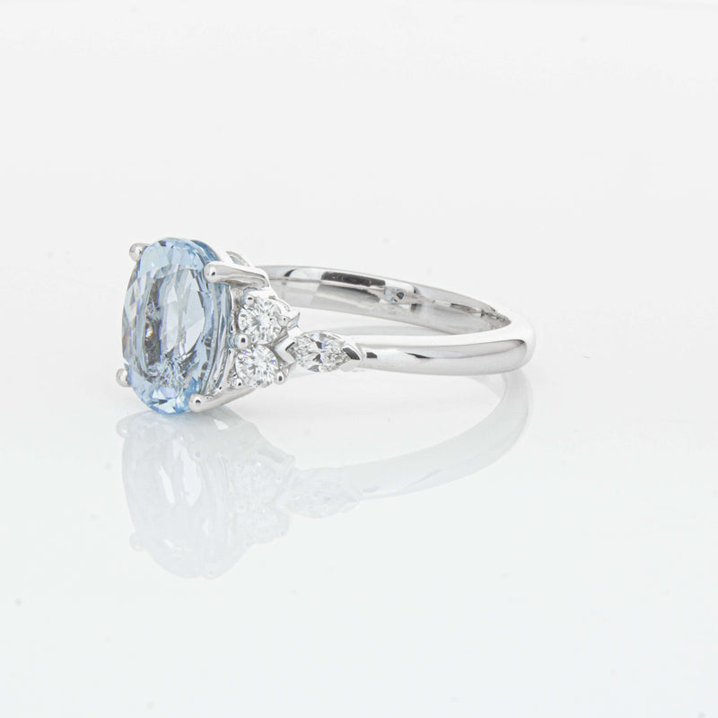 18ct White Gold 1.90ct Aquamarine & Diamond Oriana Ring-Ring-Walker & Hall