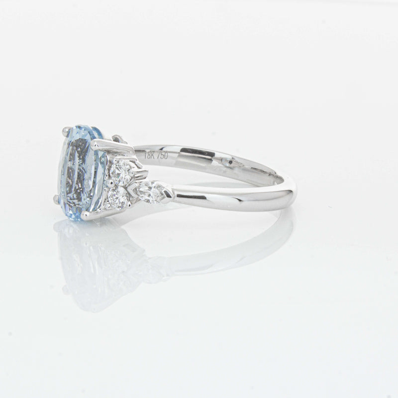 18ct White Gold 1.90ct Aquamarine & Diamond Oriana Ring-Ring-Walker & Hall