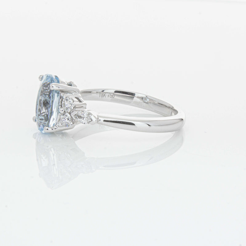 18ct White Gold 1.90ct Aquamarine & Diamond Oriana Ring-Ring-Walker & Hall