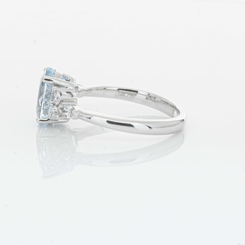 18ct White Gold 1.90ct Aquamarine & Diamond Oriana Ring-Ring-Walker & Hall