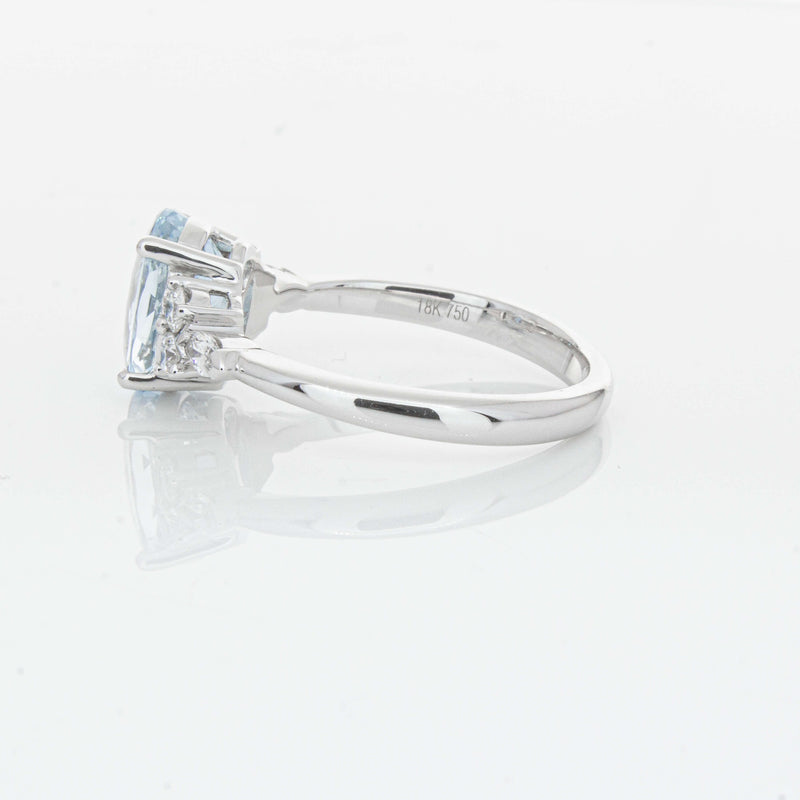 18ct White Gold 1.90ct Aquamarine & Diamond Oriana Ring-Ring-Walker & Hall