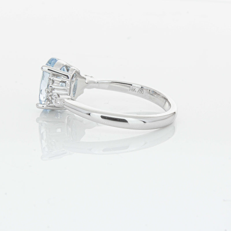 18ct White Gold 1.90ct Aquamarine & Diamond Oriana Ring-Ring-Walker & Hall