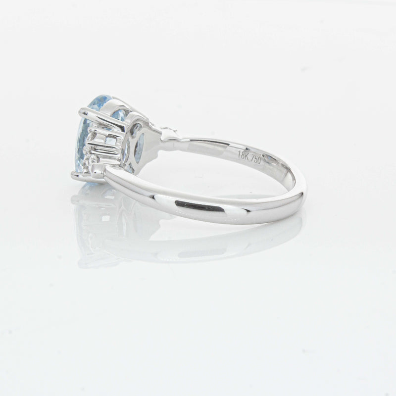 18ct White Gold 1.90ct Aquamarine & Diamond Oriana Ring-Ring-Walker & Hall