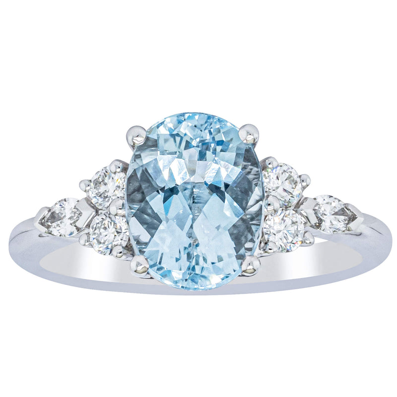 18ct White Gold 1.90ct Aquamarine & Diamond Oriana Ring-Ring-Walker & Hall
