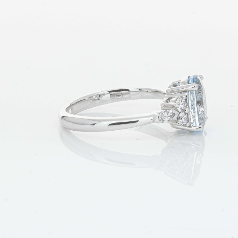 18ct White Gold 1.90ct Aquamarine & Diamond Oriana Ring-Ring-Walker & Hall