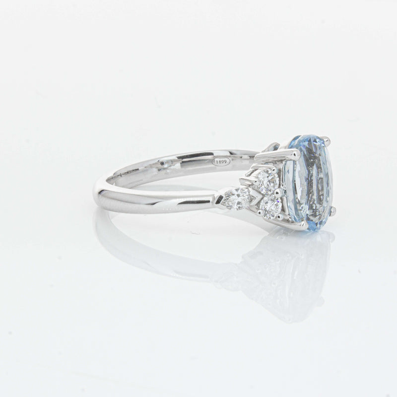 18ct White Gold 1.90ct Aquamarine & Diamond Oriana Ring-Ring-Walker & Hall