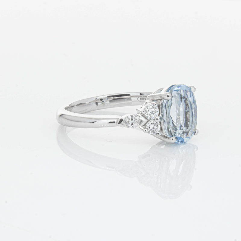 18ct White Gold 1.90ct Aquamarine & Diamond Oriana Ring-Ring-Walker & Hall