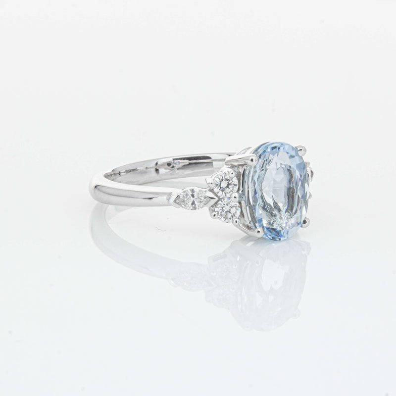 18ct White Gold 1.90ct Aquamarine & Diamond Oriana Ring-Ring-Walker & Hall
