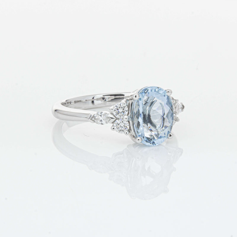 18ct White Gold 1.90ct Aquamarine & Diamond Oriana Ring-Ring-Walker & Hall