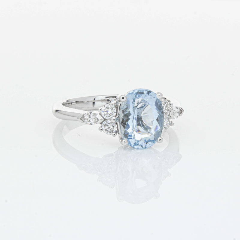 18ct White Gold 1.90ct Aquamarine & Diamond Oriana Ring-Ring-Walker & Hall
