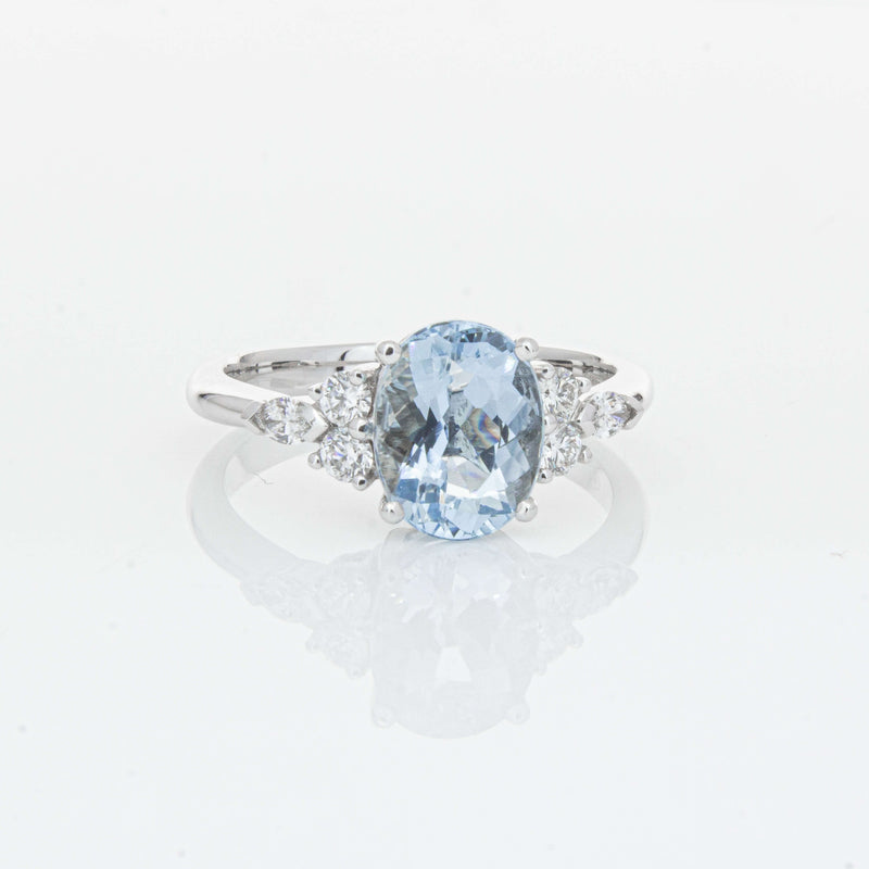 18ct White Gold 1.90ct Aquamarine & Diamond Oriana Ring-Ring-Walker & Hall