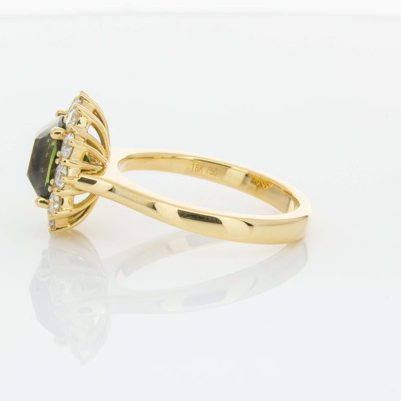 18ct Yellow Gold 3.56ct Green Sapphire & Diamond Belle Ring-Ring-Walker & Hall