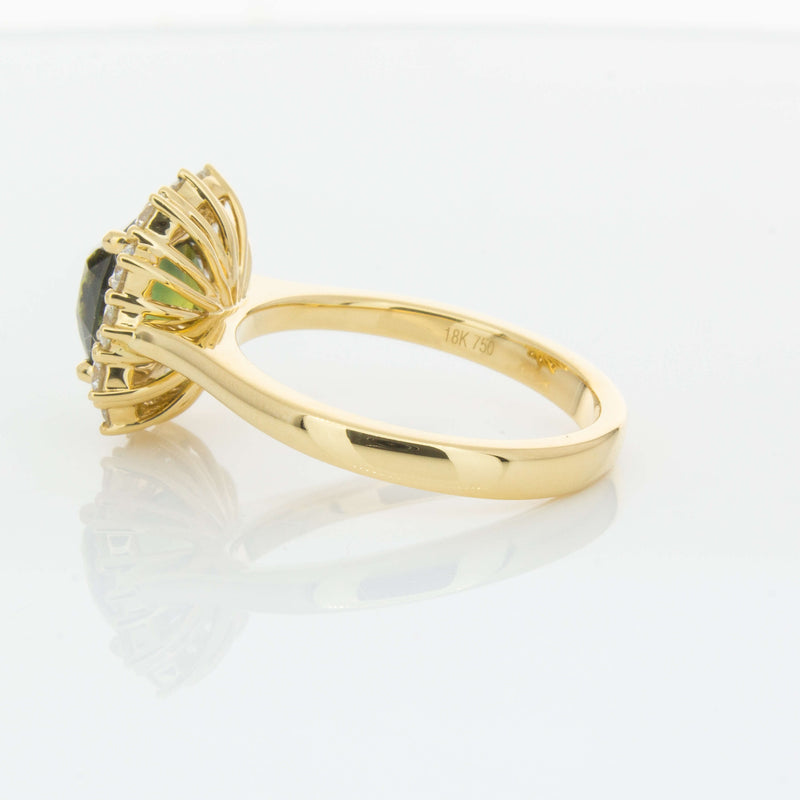 18ct Yellow Gold 3.56ct Green Sapphire & Diamond Belle Ring-Ring-Walker & Hall