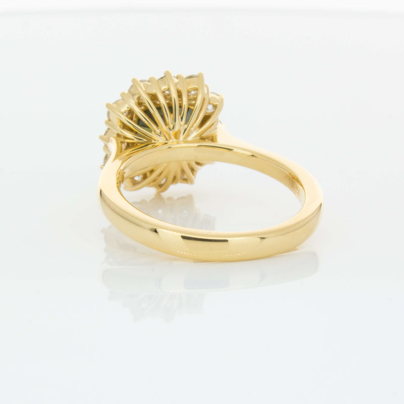 18ct Yellow Gold 3.56ct Green Sapphire & Diamond Belle Ring-Ring-Walker & Hall