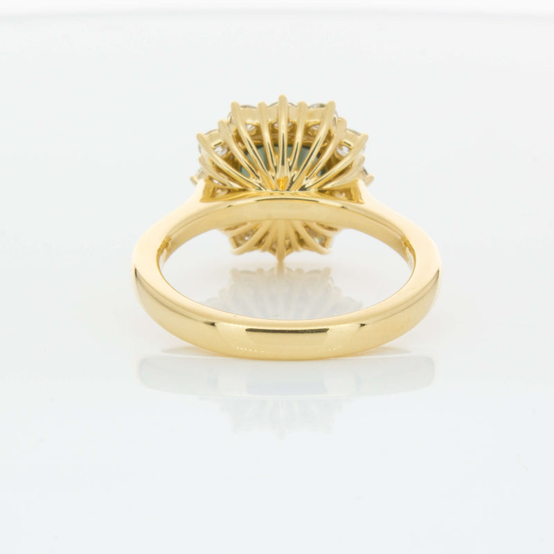 18ct Yellow Gold 3.56ct Green Sapphire & Diamond Belle Ring-Ring-Walker & Hall