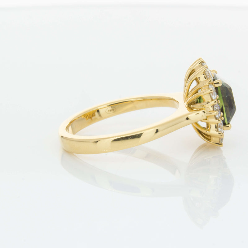 18ct Yellow Gold 3.56ct Green Sapphire & Diamond Belle Ring-Ring-Walker & Hall