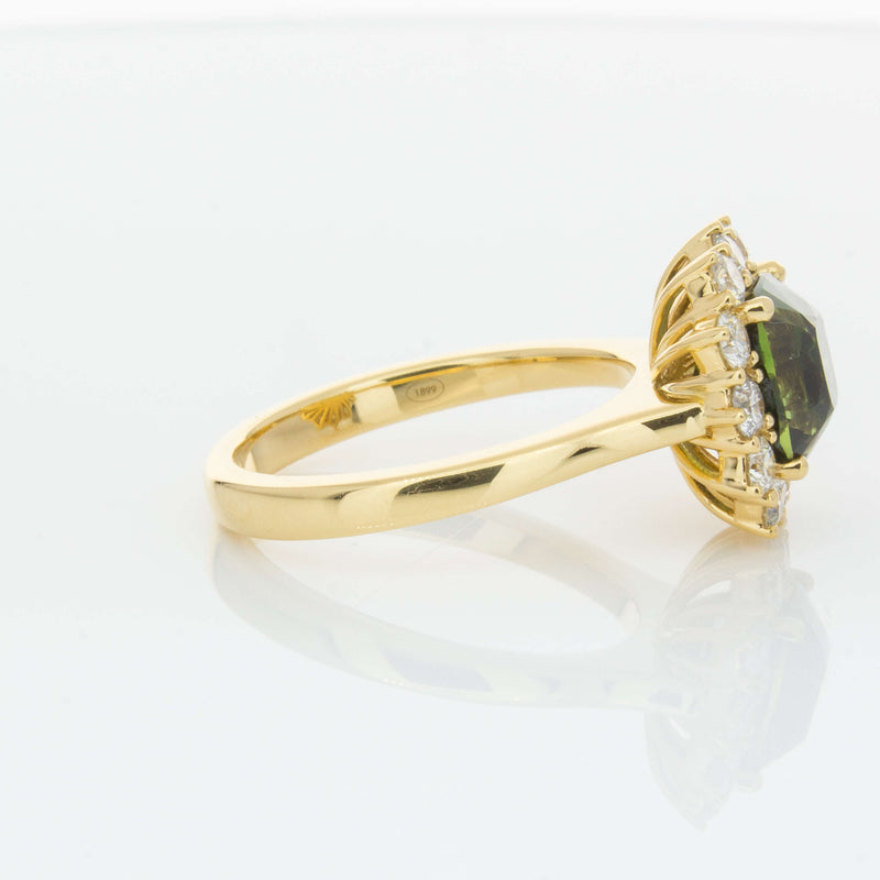 18ct Yellow Gold 3.56ct Green Sapphire & Diamond Belle Ring-Ring-Walker & Hall