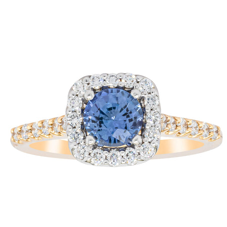 18ct Yellow Gold .83ct Sapphire & Diamond Manhattan Ring-Ring-Walker & Hall