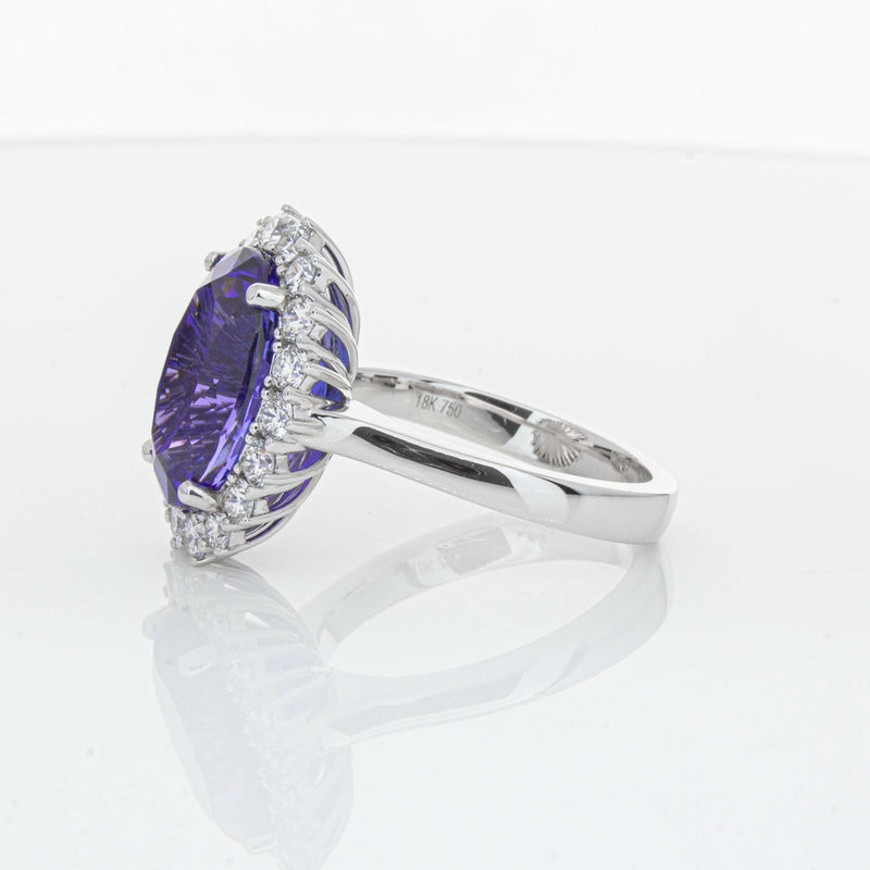 18ct White Gold 7.15ct Tanzanite & Diamond Belle Ring-Ring-Walker & Hall