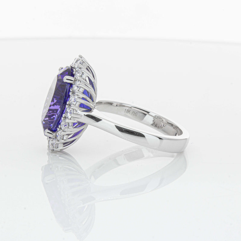 18ct White Gold 7.15ct Tanzanite & Diamond Belle Ring-Ring-Walker & Hall