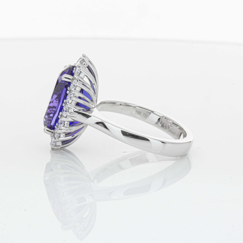 18ct White Gold 7.15ct Tanzanite & Diamond Belle Ring-Ring-Walker & Hall