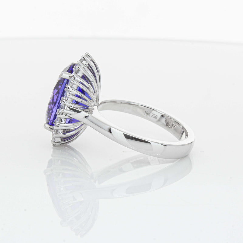 18ct White Gold 7.15ct Tanzanite & Diamond Belle Ring-Ring-Walker & Hall