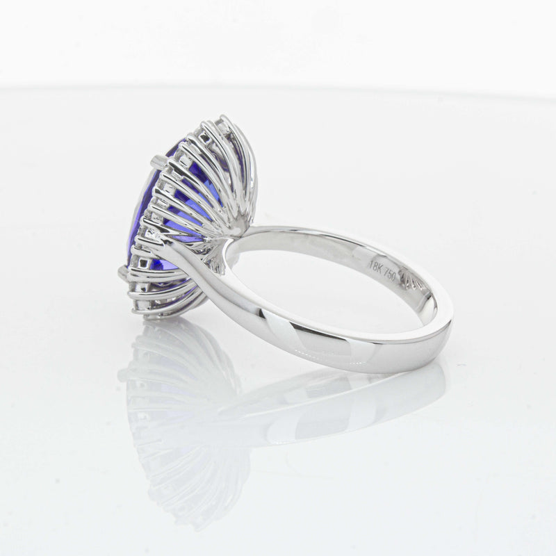 18ct White Gold 7.15ct Tanzanite & Diamond Belle Ring-Ring-Walker & Hall