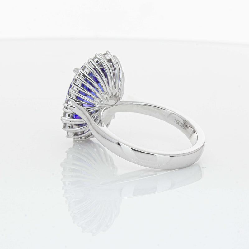 18ct White Gold 7.15ct Tanzanite & Diamond Belle Ring-Ring-Walker & Hall