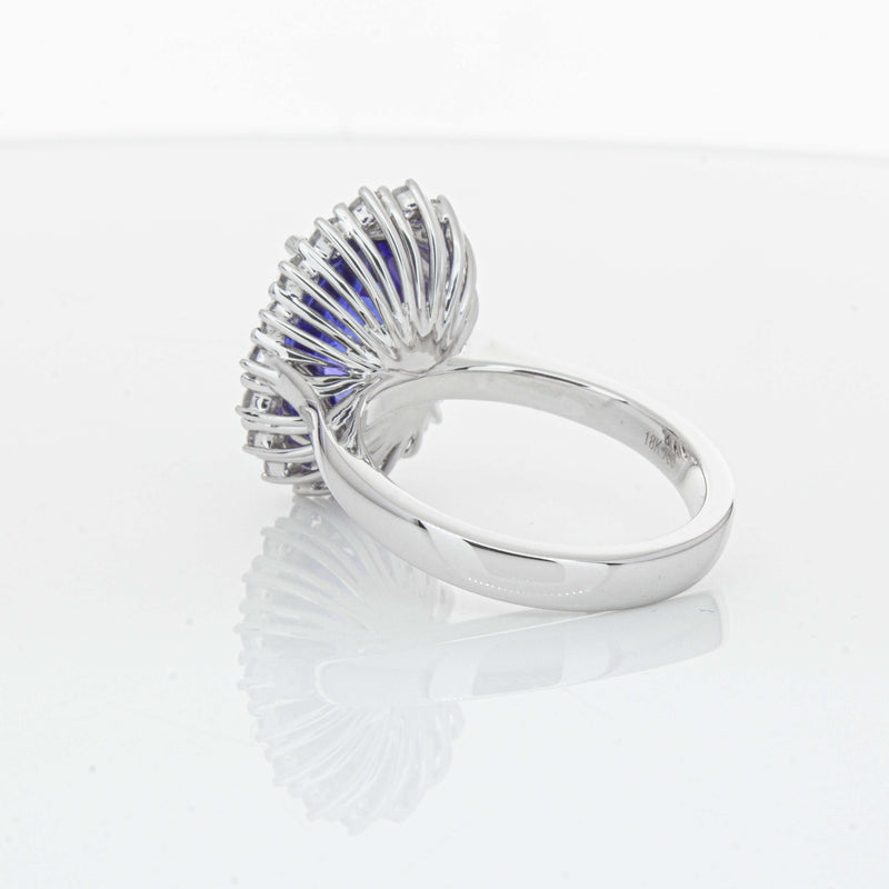 18ct White Gold 7.15ct Tanzanite & Diamond Belle Ring-Ring-Walker & Hall