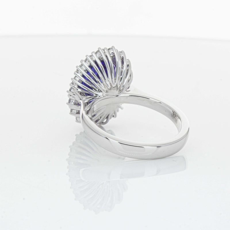 18ct White Gold 7.15ct Tanzanite & Diamond Belle Ring-Ring-Walker & Hall
