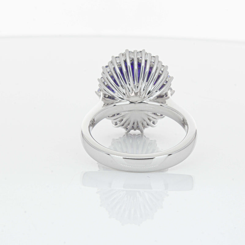 18ct White Gold 7.15ct Tanzanite & Diamond Belle Ring-Ring-Walker & Hall