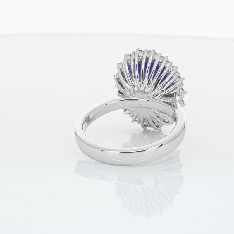 18ct White Gold 7.15ct Tanzanite & Diamond Belle Ring-Ring-Walker & Hall