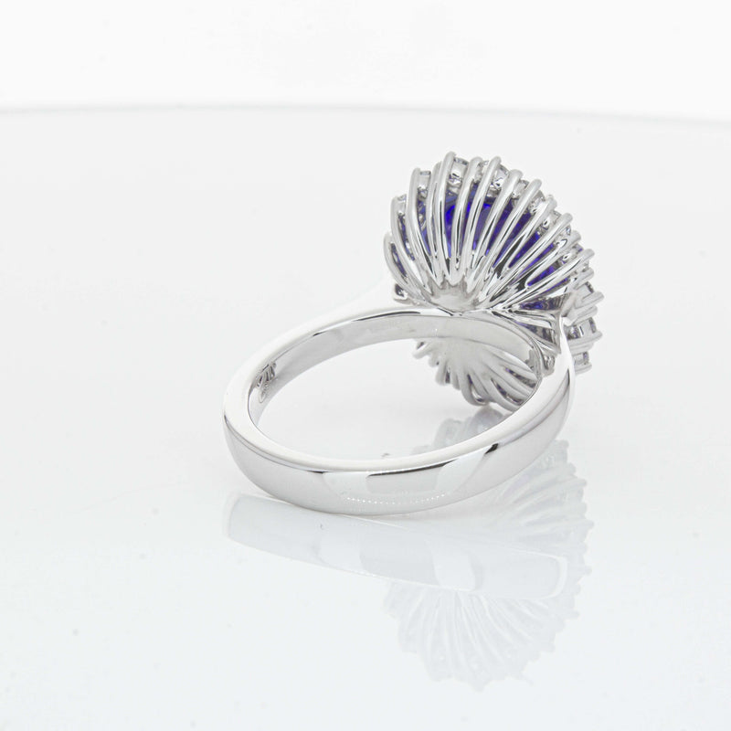18ct White Gold 7.15ct Tanzanite & Diamond Belle Ring-Ring-Walker & Hall