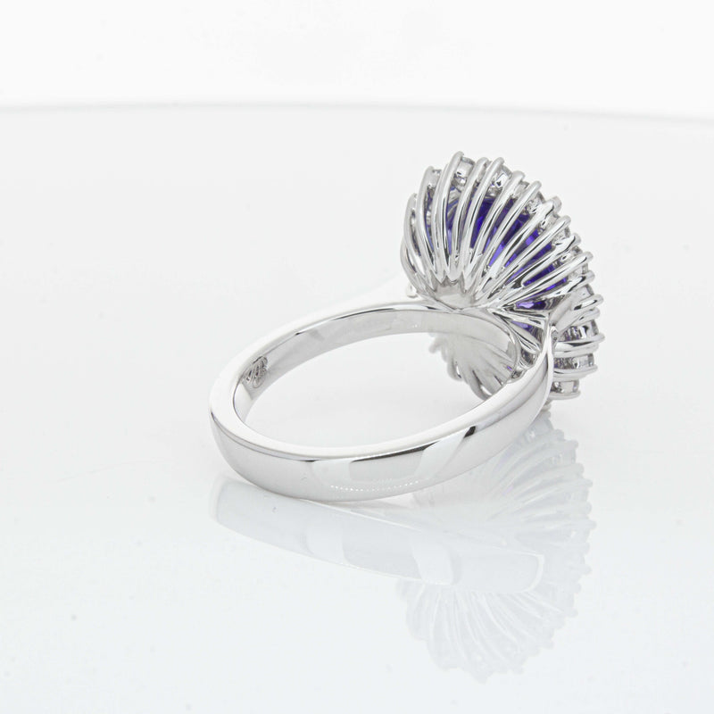 18ct White Gold 7.15ct Tanzanite & Diamond Belle Ring-Ring-Walker & Hall