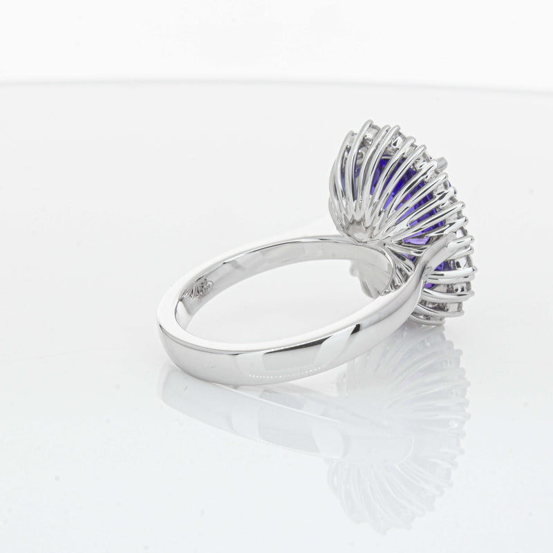 18ct White Gold 7.15ct Tanzanite & Diamond Belle Ring-Ring-Walker & Hall